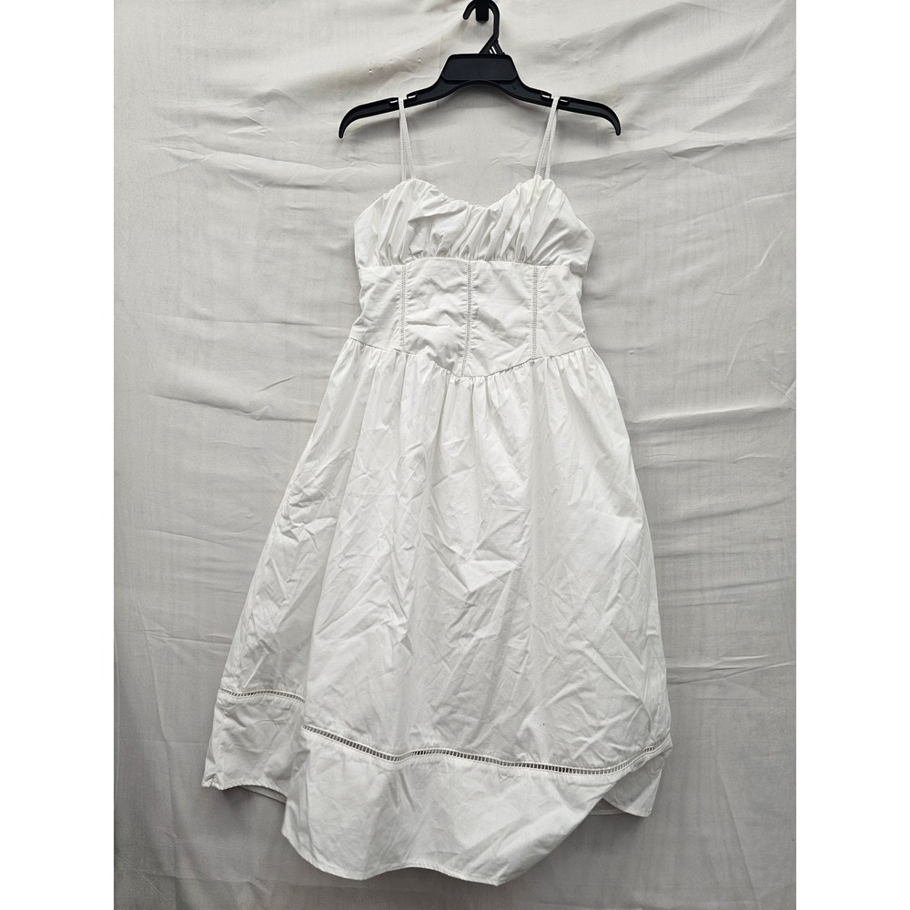 A New Day Womens Sleeveless Midi Dress White Cotton Blend Casual Size Medium